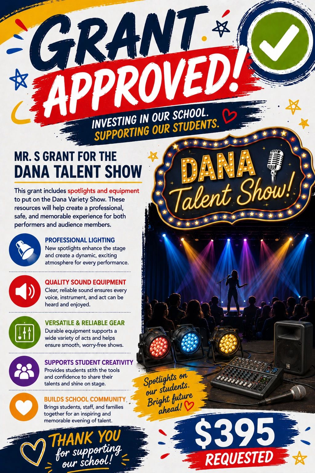 Dana Talent Show grant approval